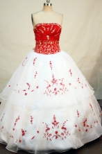 Simple ball gown strapless floor-length embroidery with beading white quinceanera dresses FA-X-010