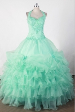 Sweet Ball Gown Halter Floor-length Green Quincenera Dresses TD260015