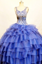 The most Popular Ball Gown Strap Floor-length Blue Quinceanera Dresses Style FA-W-407