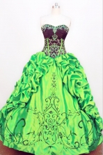  Exquisite Ball gown Strapless Floor-length Taffeta Green Quinceanera Dresses Style FA-W-089