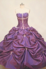  Popular Ball gown Strapless Floor-length Taffeta Purple Quinceanera Dresses Style FA-W-098