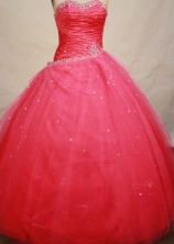  Popular Ball gown Strapless Floor-length Tulle Red Quinceanera Dresses Style FA-W-135