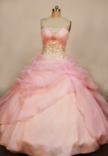  Wonderful Ball gown Strapless Floor-length Organza Baby pink Quinceanera Dresses Style FA-W-120