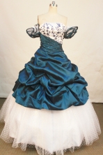 Affordable Ball Gown Off The Shoulder Neckline Floor-Length Blue Beading and Appliques Quinceanera Dresses Style FA-S-179