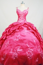 Affordable Ball Gown Straps Floor-Length Hot Pink Beading and Appliques Quinceanera Dresses Style FA-S-163 
