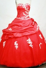 Exclusive Ball Gown Sweetheart Neck Floor-lengthTaffeta Red Quinceanera Dresses Style FA-C-015