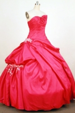 Perfect Ball Gown Strapless Floor-Length  Red Applqiues Quinceanera Dresses Style FA-S-374