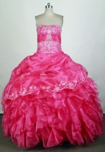 Beautiful Ball Gown Strapless Floor-length Hot Pink Quinceanera Dress Y042632