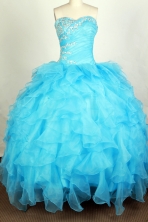Beautiful Ball Gown Sweetheart Floor-length Aqua Quinceanera Dress Y042645
