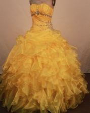 Brand new Ball Gown Strapless Floor-Length Yellow Beading Quinceanera Dresses Style FA-S-302