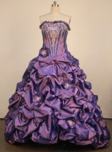 Classical Ball Gown Strapless Floor-Lengtrh Purple Quinceanera Dresses Style LJ042434