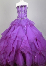 Classical Ball Gown Strapless Floor-length Lavender Quinceanera Dress X0426066