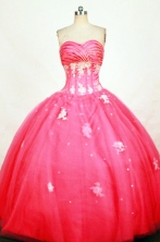 Classical Ball Gown Sweetheart Floor-length Red Appliques Quinceanera dress Style FA-L-400