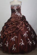 Discount Ball Gown Strapless Floor-length Burgundy Quinceanera Dress X0426033
