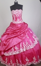 Elegant Ball Gown Strapless Floor-length Red Quinceanera Dress LZ426045