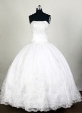 Elegant Ball Gown Strapless Floor-length White Quinceanera Dress Y042667