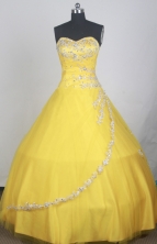 Elegant Ball Gown Sweetheart Neck Floor-length Yellow Quinceanera Dress LZ426046