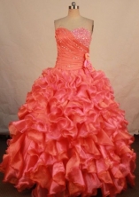 Elegant ball gown sweetheart-neck floor-length organza beading quinceanera dresses FA-X-179