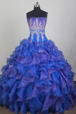Exclusive Ball Gown Strapless Floor-length Blue Quinceanera Dress LZ426054