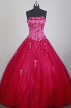 Exclusive Ball Gown Strapless Floor-length Red Quinceanera Dress LZ426050 