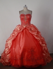 Exclusive Ball Gown Sweetheart Brush Orange Red Quincenera Dresses TD26008