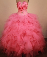 Exquisite Ball Gown Strapless Floor-Length Hot Pink Beading Quinceanera Dresses Style FA-S-259