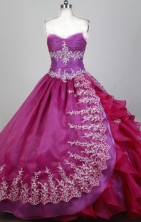 Exquisite Ball Gown Strapless Floor-length Magenta Quinceanera Dress X0426080