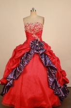 Fashionable Ball Gown Strapless Floor-Length Red Quinceanera Dresses Style FA-L042406