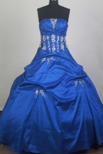 Gorgeous Ball Gown Strapless Floor-length Blue Quinceanera Dress LZ426068