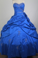 Gorgeous Ball Gown Sweetheart Neck Sweetheart Neck Floor-length Blue Quinceanera Dress LZ426004