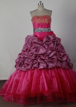 Lovely Ball Gown Strapless Floor-length Red Quinceanera Dress X042609