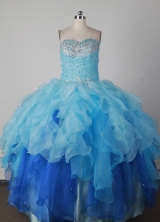 Low Price Ball Gown Strapless Floor-length Blue Quinceanera Dress X0426017