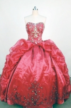 Luxurious Ball Gown Strapless Floor-Length Red Beading and Appliques Quinceanera Dresses Style FA-S-247