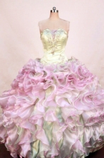 Luxurious Ball Gown Strapless Floor-length Pink Organza Beading Quinceanera dress Style FA-L-401
