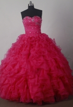 Luxuriously Ball Gown Strapless Floor-length Organza Red Beading Quinceanera Dress Style X042602