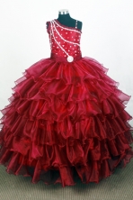 Popular Ball Gown One Shoulder Neck Floor-length Red Quinceanera Dress Y0426015