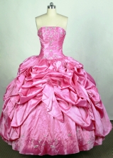 Popular Ball Gown Strapless Floor-length Pink Quinceanera Dress Y042649
