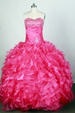 Popular Ball Gown Sweetheart Floor-length Hot Pink Quinceanera Dress Y042648