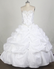 Simple Ball Gown Sweetheart Floor-length White Quincenera Dresses TD260062