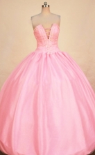 Sweet Ball Gown Strapless Floor-length Pink Taffeta Beading Quinceanera dress Style FA-L-353