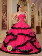 Gorgeous Coral Red  Wholesale Appliques Decorate Quinceanera Dress For Spring Sweet 16 In Capitan Meza Paraguay Style QDZY391FOR  