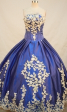 Modest Ball gown Strapless Floor-length Royal BlueQuinceanera Dresses Appliques Style FA-Y-0079