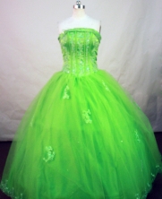 Popular Ball Gown Strapless Floor-length Spring Green Organza Embroidery Quinceanera Dress Style FA-L-147