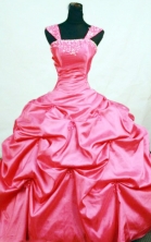 Beautiful ball gown cap sleeves strapless floor-length taffeta corel red beading quinceanera dresses FA-X-149