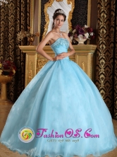 Customize Aqua Blue For Beautiful Quinceanera Dress With Sweetheart Organza Beading ball gown IN  La Virgen Nicaragua  Style QDZY356FOR
