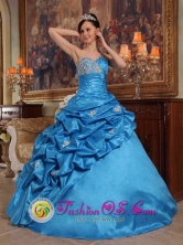 Fall Blue Stylish Quinceanera Dress 2013 New Arrival With Sweetheart Beaded Decorate IN  Juigalpa Nicaragua  Style QDZY493FOR