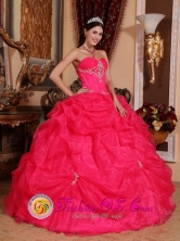 Lovely Hot Pink Sweetheart Quinceanera Gowns With Appliques and Pick-ups For Sweet 16 IN  Haulover Nicaragua  Style QDZY372FOR 