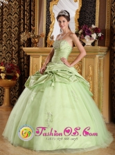 Luxurious Yellow Green For 2013 Quinceanera Dress With Beading Ruching in   Puerto Arturo Nicaragua  Style QDZY193FOR