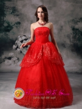 Strapless Sequin Decorate Custom Made Red Quinceanera Dress  IN  Dakura Nicaragua  Style YLD82707FOR