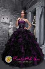 Taffeta and Organza Strapless Appliques and Decorate Bodice Ruffles Exclusive multi-color 2013 Quinceanera Dresses IN  El Rama Nicaragua  Style ZYLJ08FOR